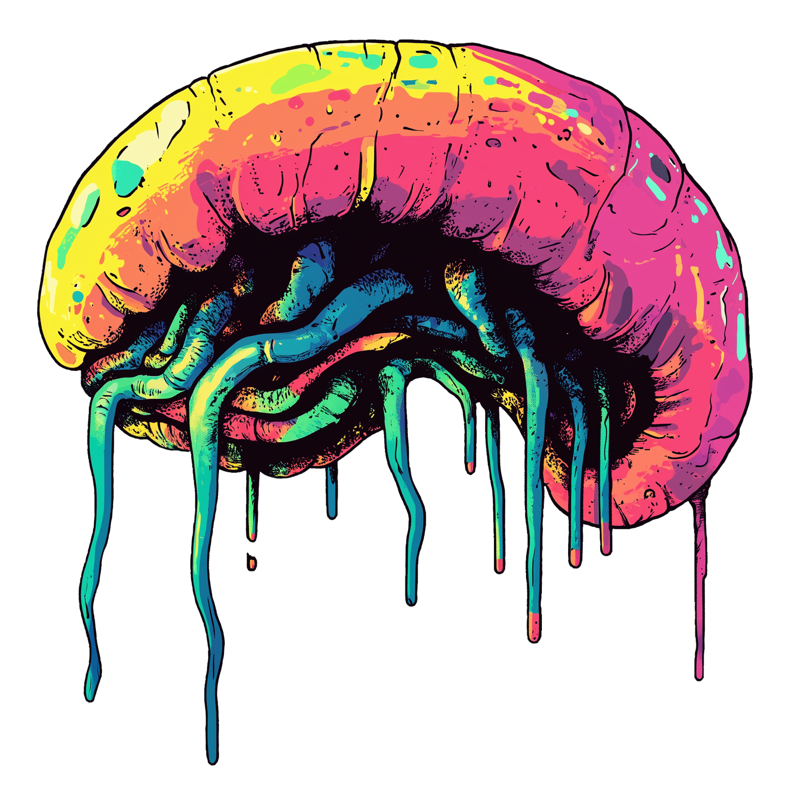 BRAINWORM zine cover with the brain drip mark, paper-mode